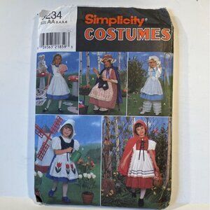 Girls Costume Alice Bo Peep Red Riding Hood Sewing Pattern Simplicity 8234  3-9